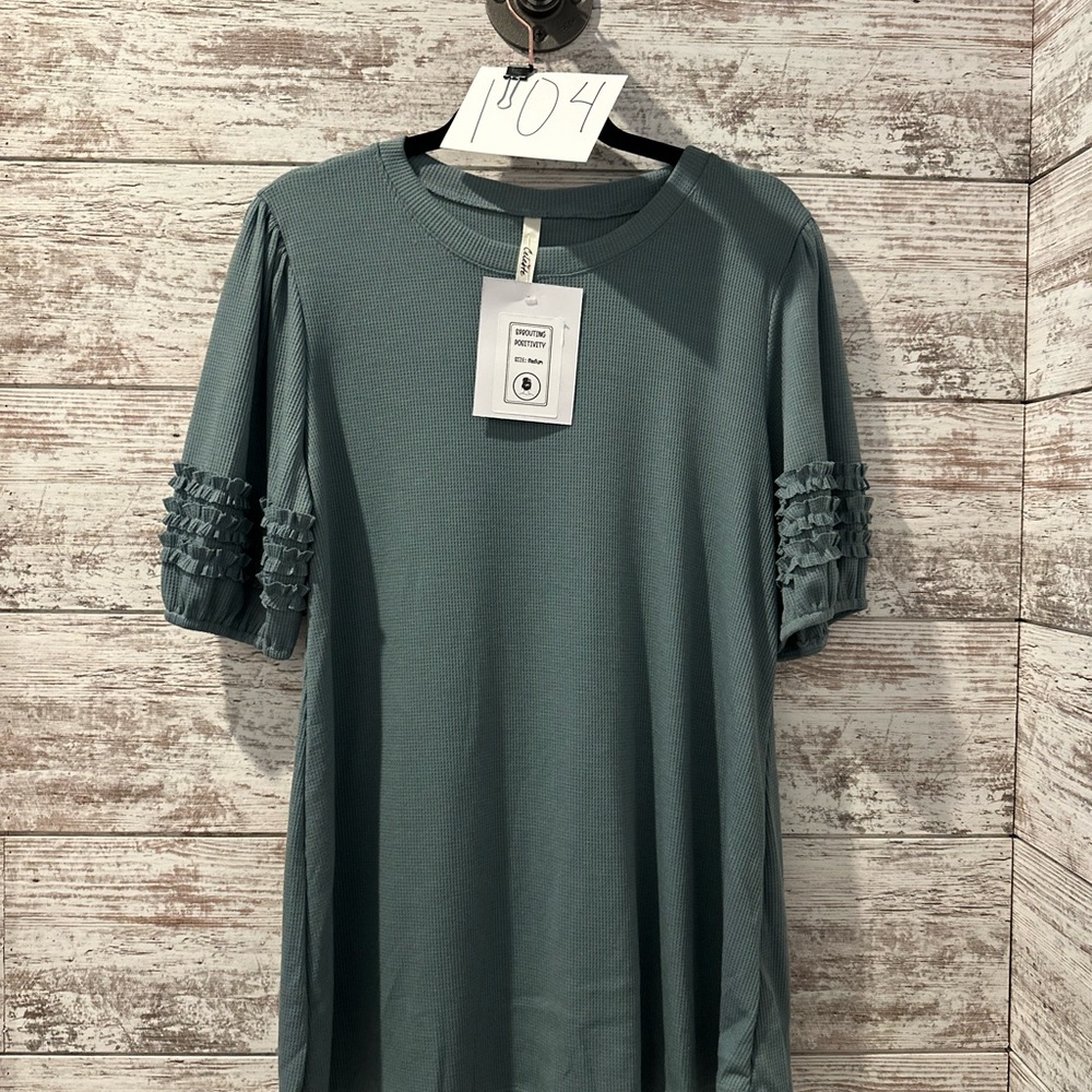Celeste Sea Green Ruffle Sleeve Tee